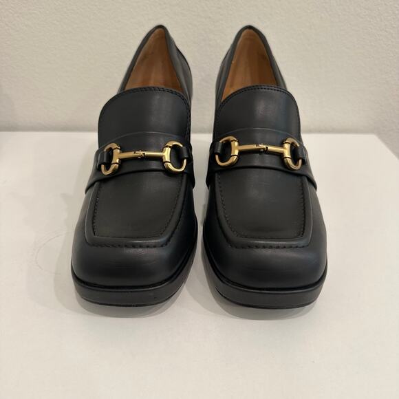 Nine West Tamsey3 Black Chunky Loafers Heels Size 10M USA Casual Preppy Classic - Picture 2 of 8